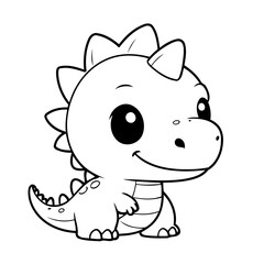 Simple vector illustration of Dino hand drawn for kids coloring page