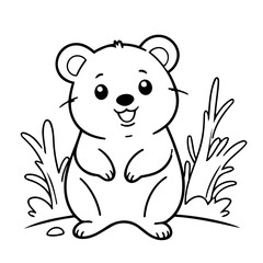 Vector illustration of a cute quokka doodle drawing for kids page