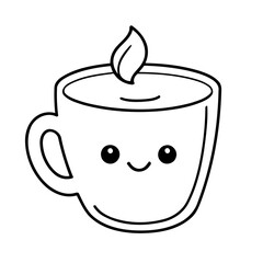 Vector illustration of a cute Coffee drawing for kids page