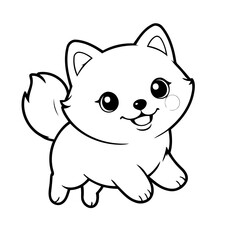 Naklejka premium Cute vector illustration Pomsky drawing for kids page