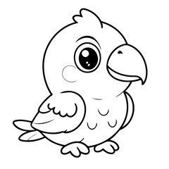 Cute vector illustration Parrot hand drawn for kids page