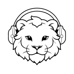 Simple vector illustration of Lion hand drawn for toddlers
