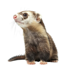 Fototapeta premium A ferret is seated in front of a plain Png background, a Beaver Isolated on a whitePNG Background