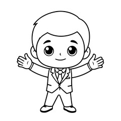 Vector illustration of a cute Businessman drawing for kids page
