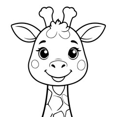 Vector illustration of a cute Giraffe drawing for toddlers colouring page