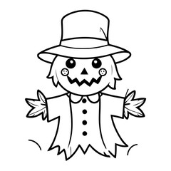 Simple vector illustration of Scarecrow for kids coloring page
