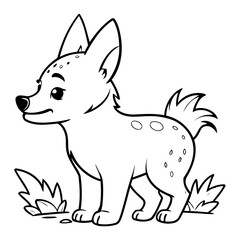 Vector illustration of a cute Hyena doodle for children worksheet