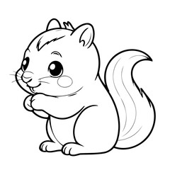 Simple vector illustration of Chipmunk drawing for toddlers coloring activity