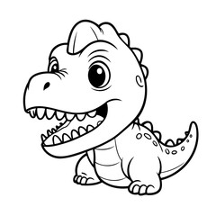Cute vector illustration TRex for kids colouring page