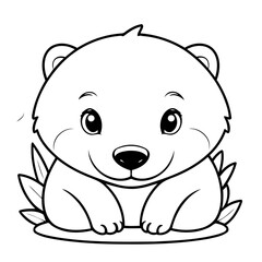Cute vector illustration Badger doodle for toddlers coloring activity