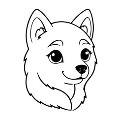 Simple vector illustration of Husky drawing for toddlers coloring activity