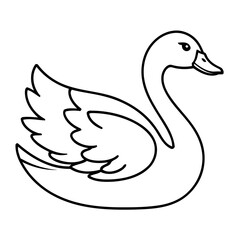 Vector illustration of a cute Swan drawing for toddlers coloring activity