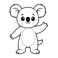 Cute vector illustration Koala drawing for toddlers coloring activity