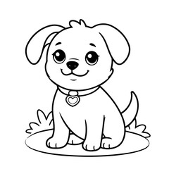 Vector illustration of a cute dog drawing for colouring page