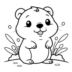 Simple vector illustration of beaver for children colouring activity