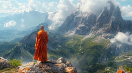 Person Standing on Top of a Mountain