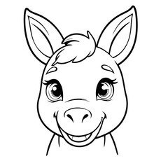 Vector illustration of a cute Donkey doodle for kids colouring page