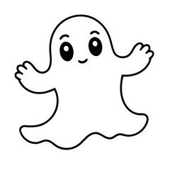 Vector illustration of a cute Ghost drawing for toddlers coloring activity