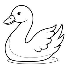 Cute vector illustration Swan doodle for kids coloring worksheet