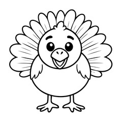 Cute vector illustration Turkey for children colouring activity