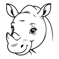 Cute vector illustration Rhino for kids colouring page