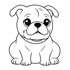 Fototapeta premium Cute vector illustration Bulldog doodle for children worksheet