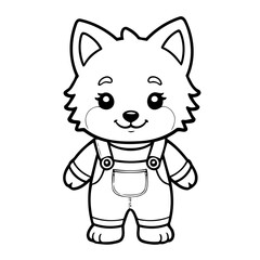 Simple vector illustration of Wolf drawing colouring activity