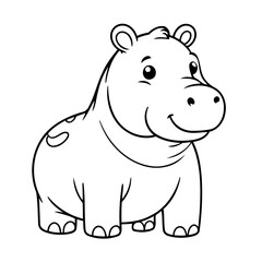 Simple vector illustration of Hippo for children colouring activity