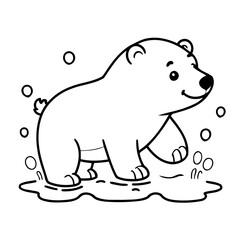 Simple vector illustration of Polarbear drawing for toddlers book