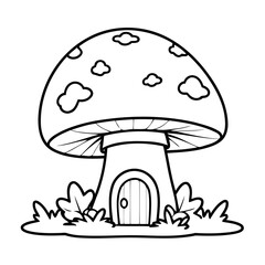 Vector illustration of a cute mushroom doodle for children worksheet