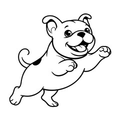 Vector illustration of a cute Bulldog doodle for kids coloring worksheet