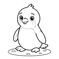Cute vector illustration Penguin for kids colouring page