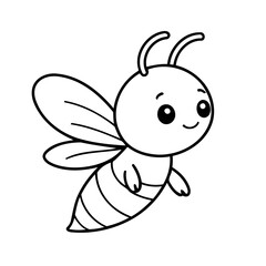 Cute vector illustration Bee doodle for toddlers coloring activity