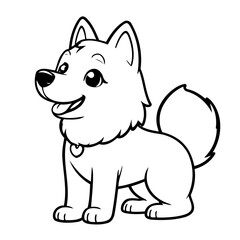 Vector illustration of a cute Husky doodle colouring activity for kids