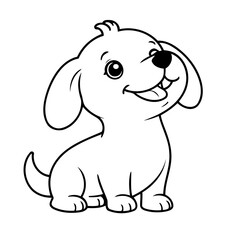 Cute vector illustration Dachshund doodle for toddlers coloring activity