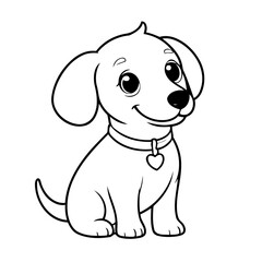 Simple vector illustration of Dachshund outline for colouring page