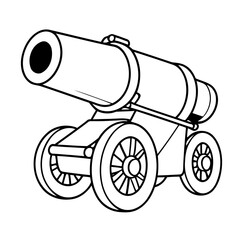 Cute vector illustration Cannon drawing for colouring page