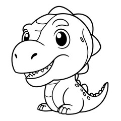 Cute vector illustration Trex drawing for kids page