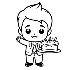 Cute vector illustration Businessman for children colouring activity