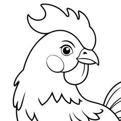 Vector illustration of a cute Rooster drawing for kids colouring activity