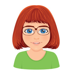 Portrait of smiling glasses girl with orange hair