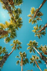  photograph of a group of palm trees in summer