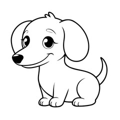 Vector illustration of a cute Dachshund doodle for toddlers colouring page