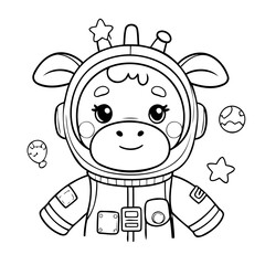 Vector illustration of a cute Giraffe drawing for toddlers colouring page