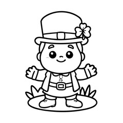 Simple vector illustration of StPatricks drawing for kids colouring activity