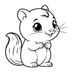 Simple vector illustration of Chipmunk for toddlers colouring page