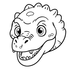 Simple vector illustration of Dino hand drawn for kids coloring page