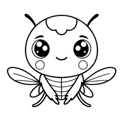 Simple vector illustration of Fly drawing for kids colouring activity