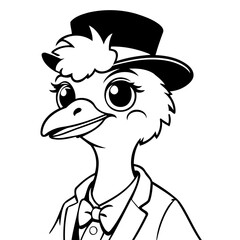 Simple vector illustration of Ostrich drawing for toddlers coloring activity