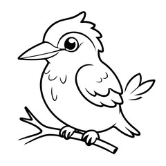 Cute vector illustration Kingfisher doodle colouring activity for kids